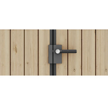 Garniture de porte moderne avec moletage sur porte en bois à lattes verticales