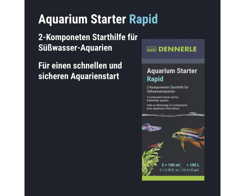 Aide au démarrage Dennerle Aquarium Starter Rapid à 2 composants pour aquariums d eau douce en emballage produit