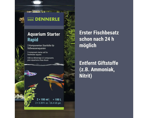 Dennerle Aquarium Starter Rapid aide au démarrage pour aquariums d eau douce 2 fois 100 millilitres pour 100 litres d eau