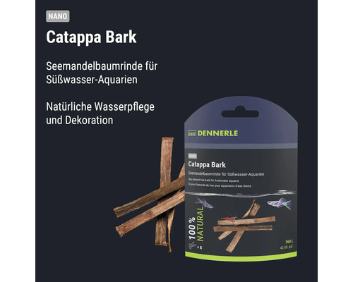 Dennerle Nano Catappa Bark écorce de badamier pour aquariums eau douce pour soin naturel de l eau et décoration en paquet de huit pièces