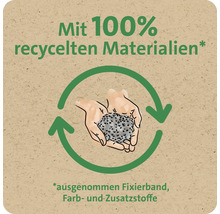 Symbole pour produit composé à 100 pour cent de matériaux recyclés à l exception des bandes de fixation, des colorants et des additifs