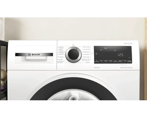 Lave-linge séchant Bosch Serie 4 avec panneau de commande et sélecteur de programme