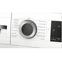 Sélecteur de programme d'un lave-linge avec divers programmes de lavage et de séchage ainsi qu'un affichage numérique.