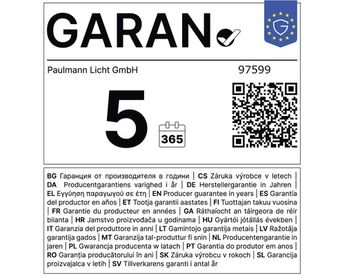 Fünf Jahre Herstellergarantie von Paulmann Licht GmbH