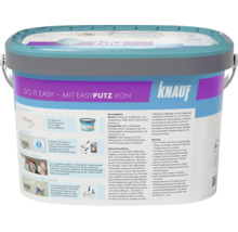 Enduit de structure Knauf Easyputz en seau pour murs et plafonds avec instructions d utilisation et conseils de mise en œuvre sur l emballage.