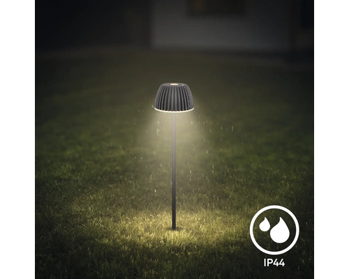 Borne lumineuse LED moderne pour le jardin avec indice de protection IP44 contre les éclaboussures sous la pluie