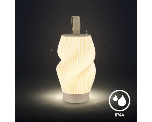 LED Tischleuchte mit gewelltem Lampenschirm und Tragegriff sowie Spritzwasserschutz Schutzart IP44