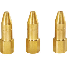 Trois tubes contact en laiton pour postes à souder avec différents diamètres de perçage