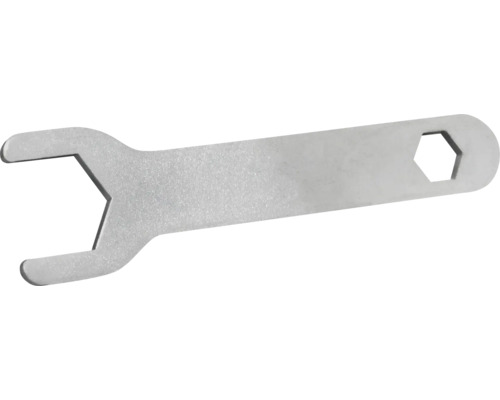 Clé plate en métal pour travaux de montage.