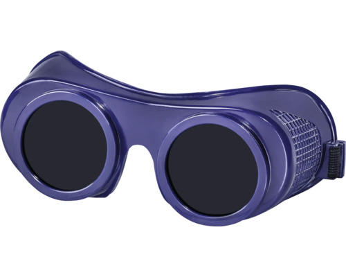 Lunettes de protection pour soudure avec verres ronds teintés et aérations latérales pour une protection oculaire optimale lors du soudage.