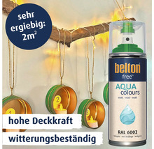 Belton Free Aqua Colours Lackspray in Laubgrün RAL 6002 für 2 Quadratmeter mit hoher Deckkraft und Witterungsbeständigkeit