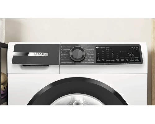 Panneau de commande du lave-linge séchant Bosch Série 6 avec sélecteur de programme et écran numérique