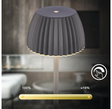 Lampe de table avec abat-jour plisse et fonction variateur tactile integree pour un reglage progressif de la luminosite.