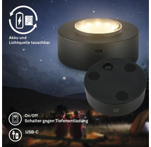 LED Unterbauleuchte mit Akku, USB C Anschluss und austauschbarer Lichtquelle sowie Schalter gegen Tiefenentladung.