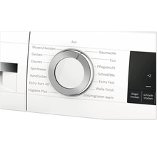 Panneau de commande d'un sèche-linge avec sélecteur rotatif pour divers programmes de séchage et écran tactile pour les niveaux de séchage