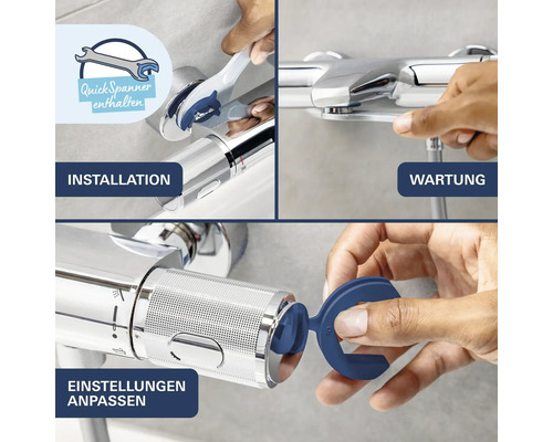 Installation et maintenance d un mitigeur thermostatique avec clé de montage incluse pour une installation et un réglage de température simples