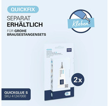 Kit de colle Grohe QuickGlue S pour barres de douche en emballage blister incluant deux tubes de colle et accessoires de montage sans perçage