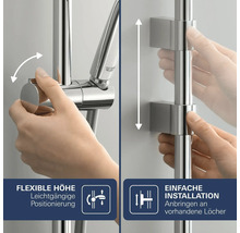 Barre de douche Grohe avec réglage en hauteur flexible et installation facile sur des trous existants