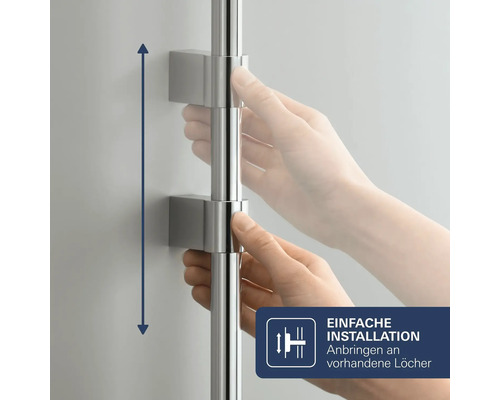Duschstange mit variablen Wandhaltern für eine einfache Montage an vorhandenen Bohrlöchern