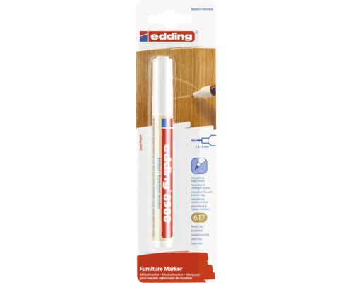 Marqueur pour meubles Edding 8900 en hêtre clair pour retoucher et sceller les rayures sur les meubles en bois avec une largeur de trait 1,5 a 2 mm.