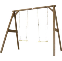 Portique de jeux en bois avec deux balançoires pour le jardin