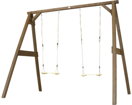 Portique de jeux en bois avec deux balançoires pour le jardin