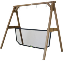 Portique en bois avec hamac intégré pour enfants pour une utilisation dans le jardin.