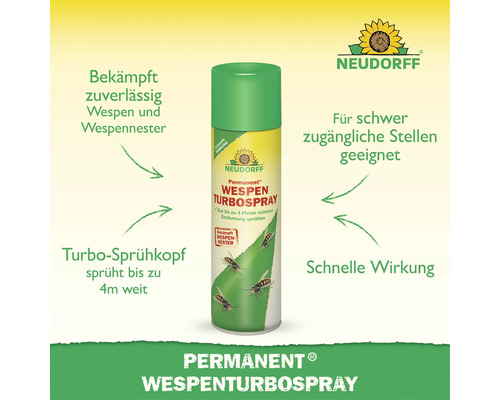 Neudorff Permanent Wespenturbospray zur Bekämpfung von Wespen und Wespennestern mit einer Sprühweite von bis zu vier Metern.