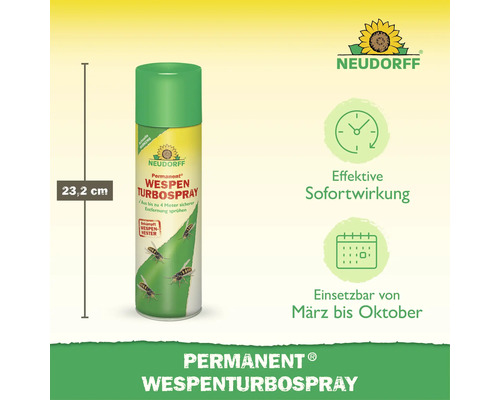 Neudorff Permanent Wespenturbospray 23,2 Zentimeter Höhe, Insektenspray zur Bekämpfung von Wespennestern mit sofortiger Wirkung und Reichweite.