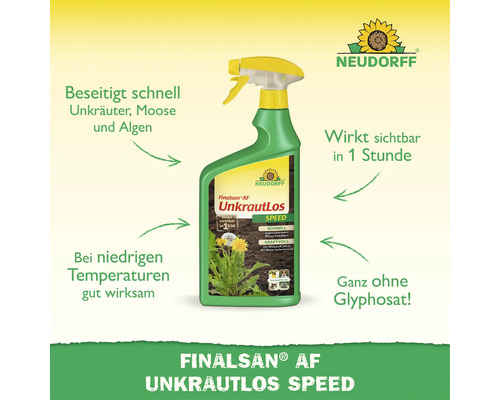 Neudorff Finalsan AF UnkrautLos Speed Unkrautvernichter in der Sprühflasche zur schnellen Bekämpfung von Unkraut, Moosen und Algen.