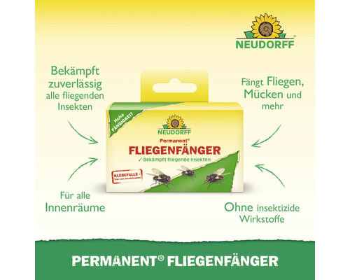 Neudorff Permanent Fliegenfänger Klebefalle zur Bekämpfung fliegender Insekten in Innenräumen ohne insektizide Wirkstoffe.