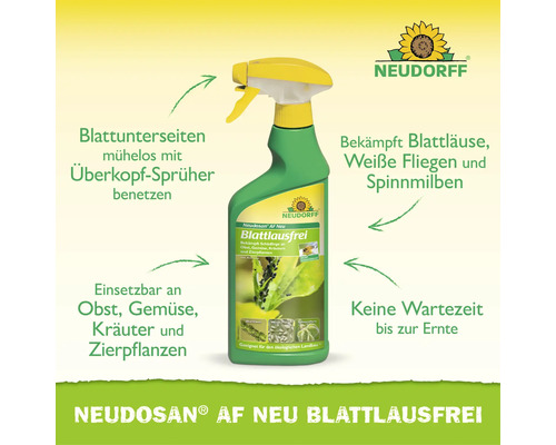 Neudorff Neudosan AF Neu Blattlausfrei Sprühflasche zur Schädlingsbekämpfung an Pflanzen mit Überkopf Sprühfunktion für Obst Gemüse und Kräuter