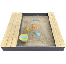 Bac à sable en bois avec banc et jouets de sable