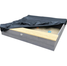 Bac à sable carré en bois avec bâche de protection et banc pour enfants