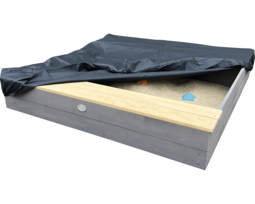 Bac à sable carré en bois avec bâche de protection et banc pour enfants
