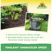 Neudorff Finalsan Unkrautlos Speed Unkrautvernichtungsmittel für den Garten mit Informationen zur Anwendung und Sicherheit für Tiere.