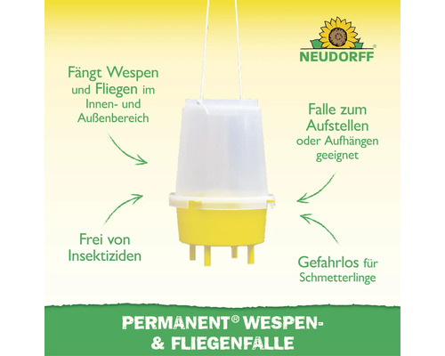 Neudorff Permanent Wespen und Fliegenfalle zum Aufhängen oder Aufstellen für den Innen und Außenbereich.