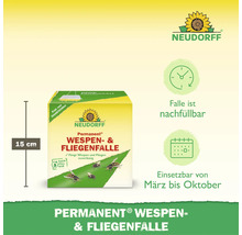 Neudorff Permanent Wespen- und Fliegenfalle als nachfüllbare Falle für den Außeneinsatz von März bis Oktober, Höhe 15 Zentimeter.