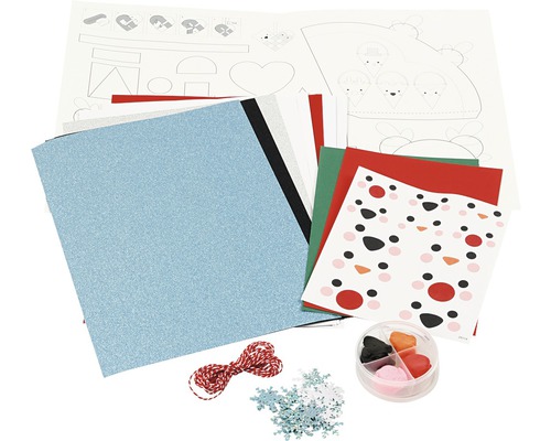 Kit de bricolage avec papier, fil, éléments à disperser et pâte à modeler