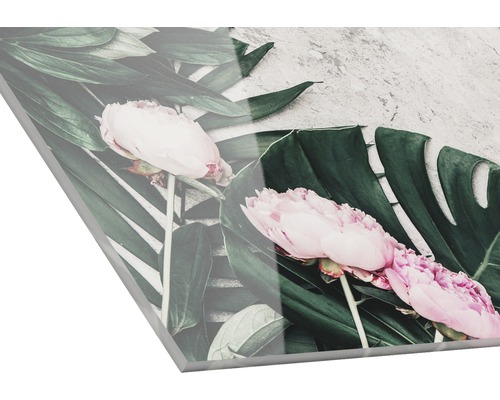Image sur verre acrylique avec motifs de fleurs et de feuilles
