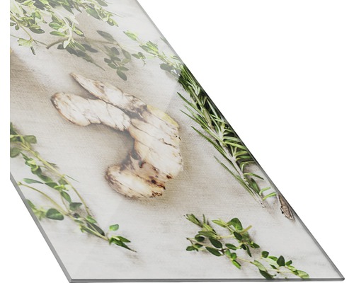 Crédence de cuisine avec motif d''herbes aromatiques