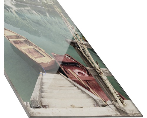Image en verre avec motif de bateau