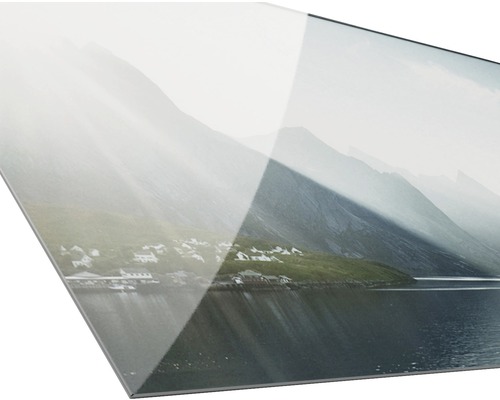 Acrylglasbild mit Berglandschaft und See