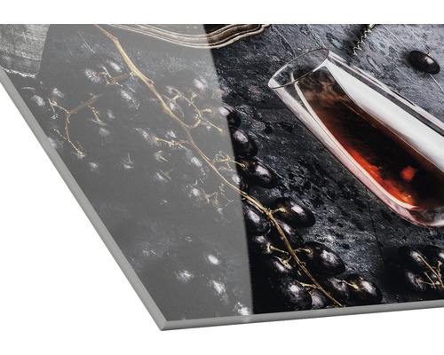 Acrylglasbild mit Wein, Trauben und Korkenzieher