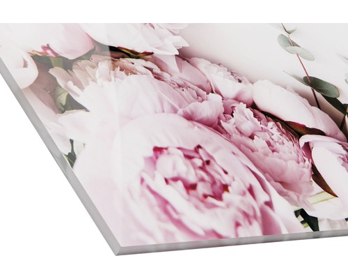 Gros plan d''une image en verre acrylique avec un motif de pivoines