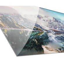 Image en verre acrylique avec paysage de montagne