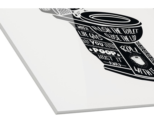 Dekoratives Wandbild mit Toiletten-Motiv und Spruch