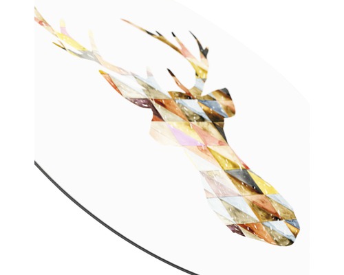 Élément de décoration avec tête de cerf et motifs géométriques