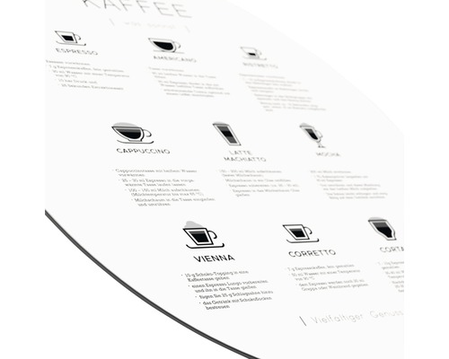 Kaffeeübersicht mit Espresso, Cappuccino, Latte Macchiato und mehr Kaffeesorten