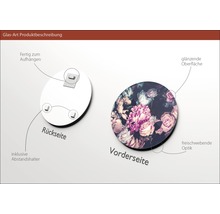 Glasbild mit Blumenmuster, inklusive Abstandshalter und Aufhängevorrichtung